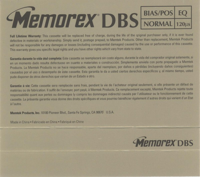 Compact Cassette: Memorex  - dBS 90