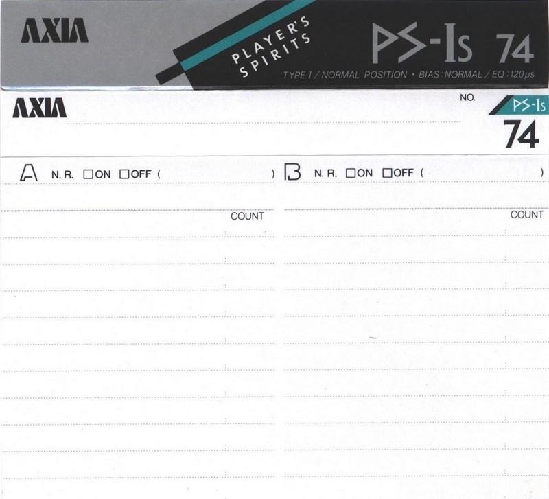 Compact Cassette AXIA PS-Is 74 "PS-Is 74 N" Type I Normal 1988 Japan