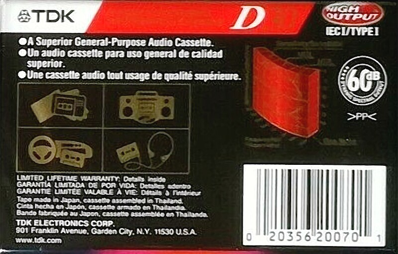 Compact Cassette TDK D 30 Type I Normal 2001 North America