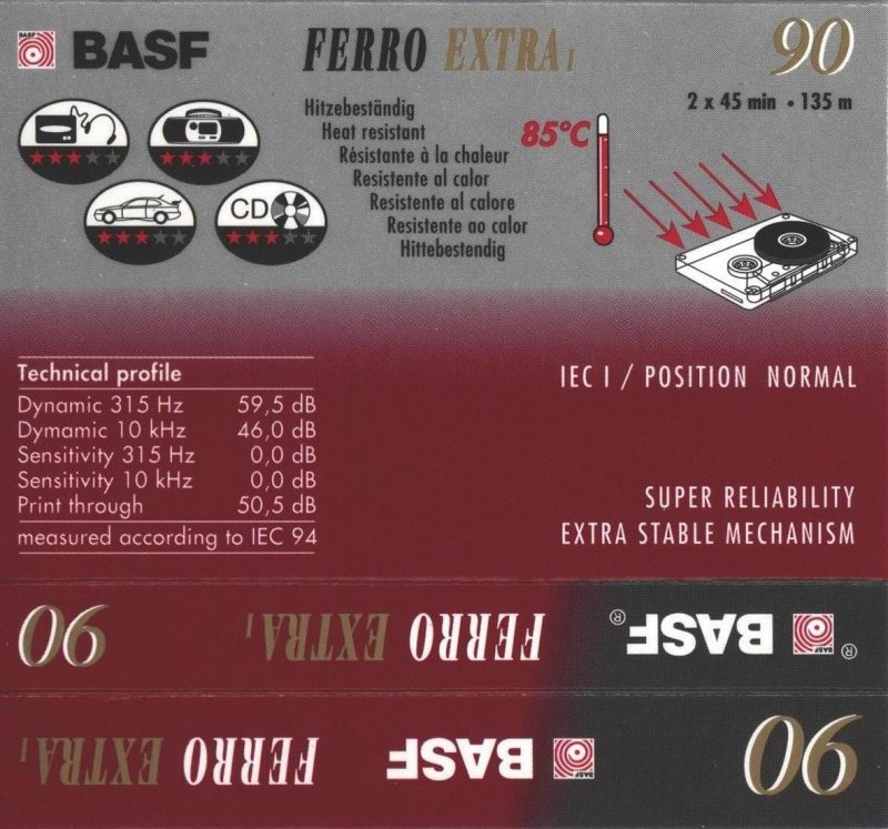 Compact Cassette BASF Ferro Extra I 90 Type I Normal 1994 Europe