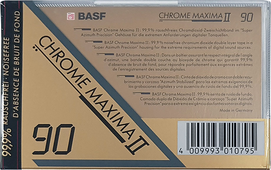Compact Cassette BASF Chrome Maxima II 90 "big text" Type II Chrome 1991 Europe