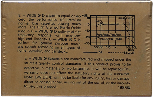 Compact Cassette E-Wide 60 "EDB" Type II Chrome 1988 Hong Kong