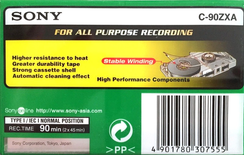Compact Cassette Sony ZX 90 "C-90ZXA" Type I Normal 1999 Europe