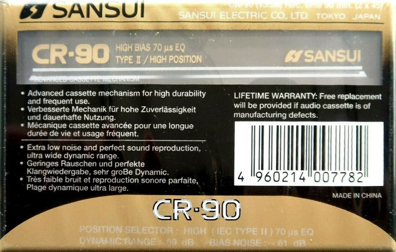 Compact Cassette Sansui CR 90 Type II Chrome 1997 Europe