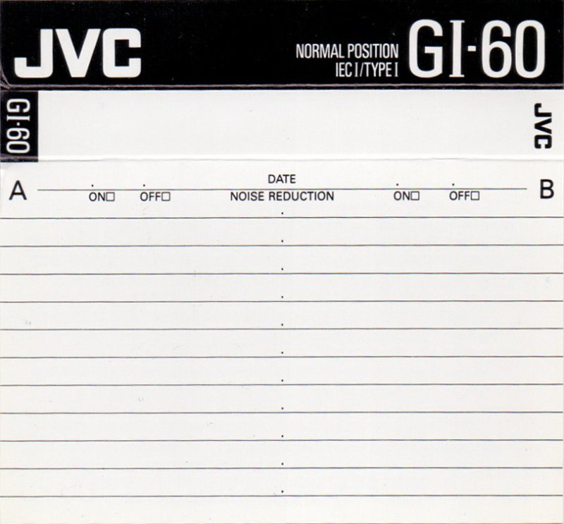 Compact Cassette JVC GI 60 "G1-60A" Type I Normal 1990 North America