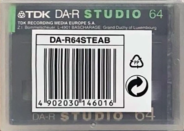 Digital Audio Tape TDK DA-R Studio 64 "DA-R64STEAB" Type IV Metal 1992 Europe