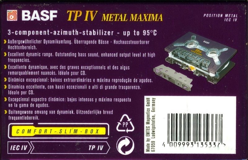 Compact Cassette: EMTEC BASF - TP IV Metal Maxima 90