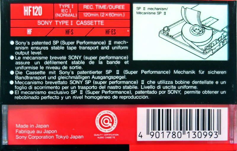 Compact Cassette Sony HF 120 Type I Normal 1991 Europe