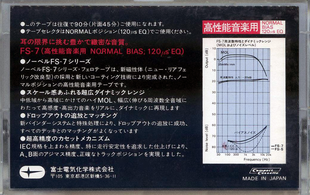 Compact Cassette Novel FS-7 90 Type I Normal 1980 Japan