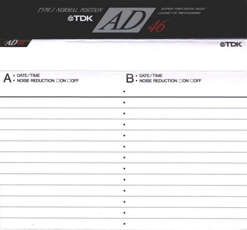 Compact Cassette TDK AD 46 "AD-46R" Type I Normal 1991 Japan