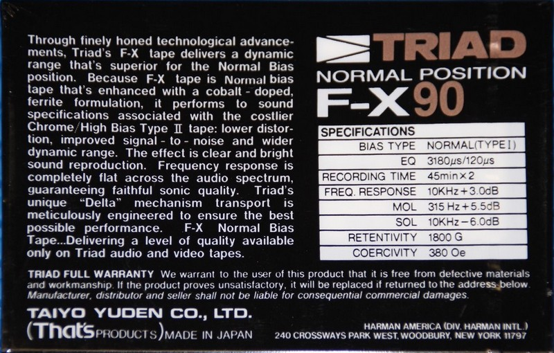 Compact Cassette: Taiyo Yuden Triad - F-X 90