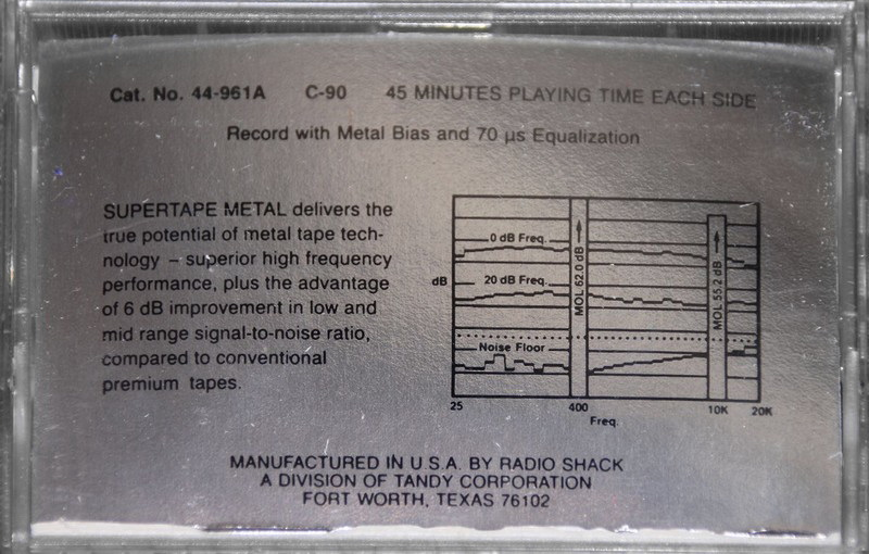 Compact Cassette SUPERTAPE Metal 90 Type IV Metal 1986 USA