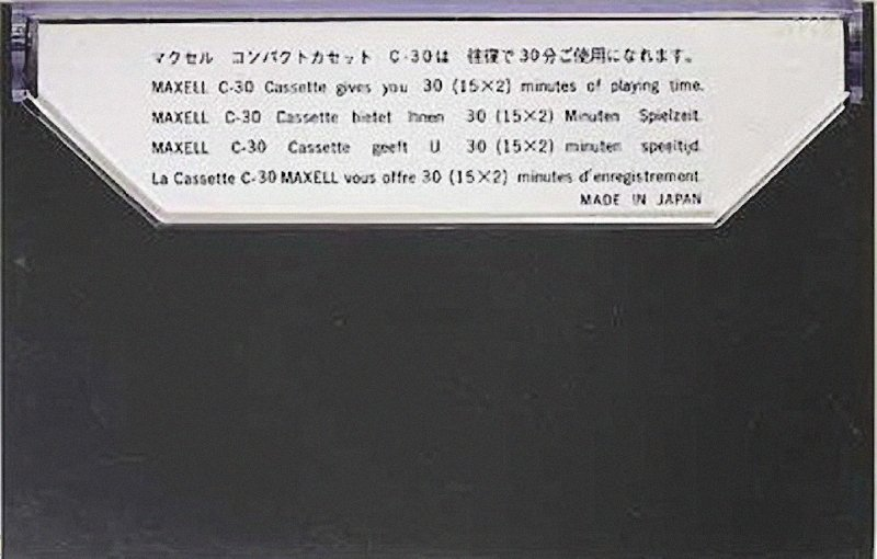 Compact Cassette Maxell 30 Type I Normal 1970 Worldwide
