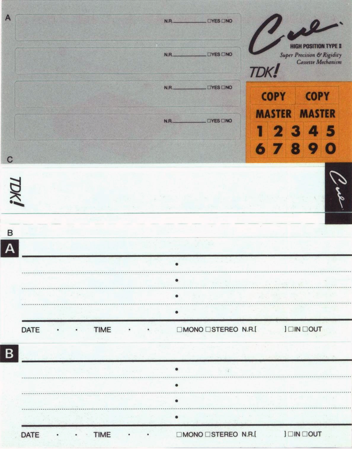 Compact Cassette TDK CUE 60 "CUE-60B" Type II Chrome 1988 Japan