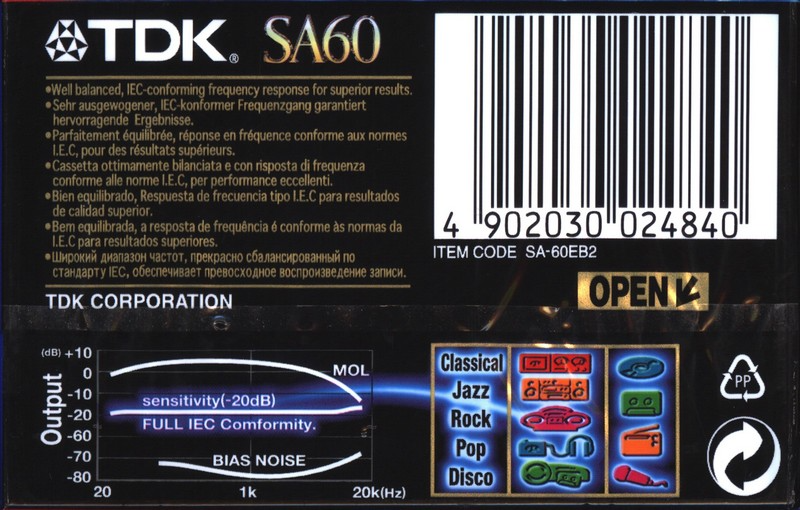2 pack TDK SA 60 "SA-60EB2" Type II Chrome 1997 Worldwide