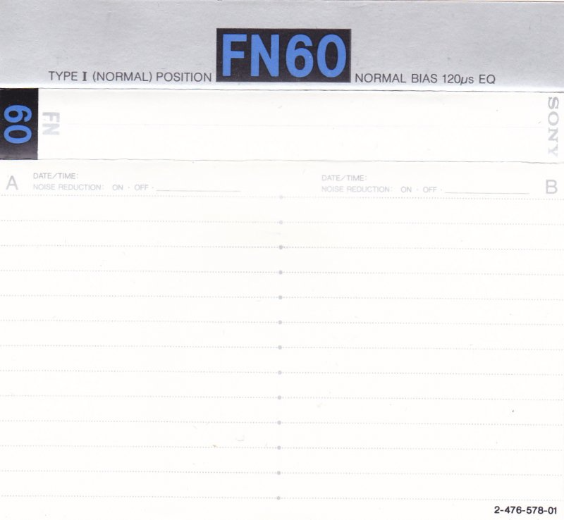 Compact Cassette Sony FN 60 Type I Normal 1988 Europe