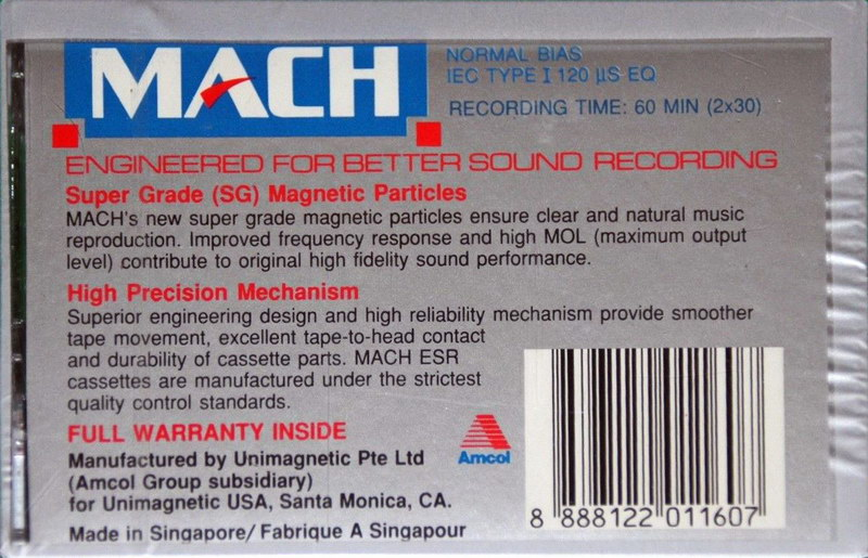 Compact Cassette Mach ESR 60 Type I Normal 1990 USA