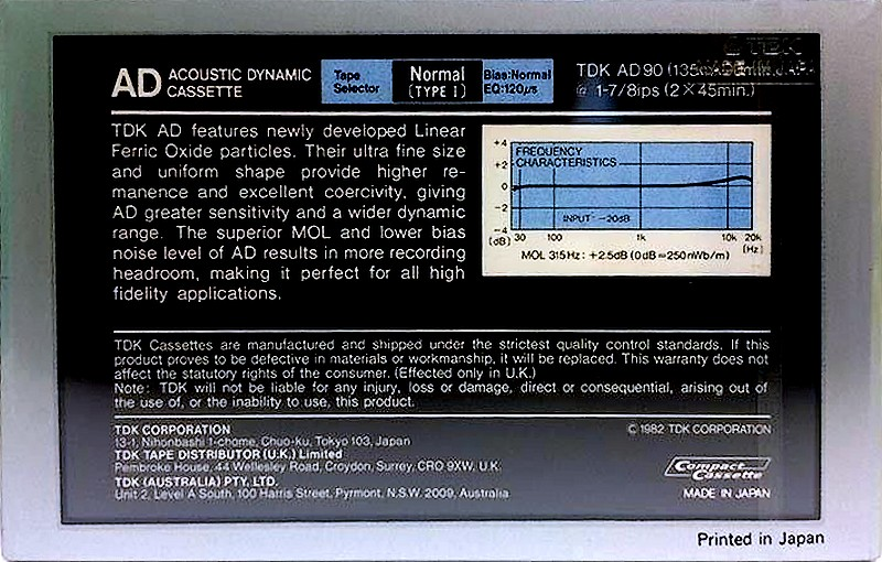 Compact Cassette: TDK  - AD 90