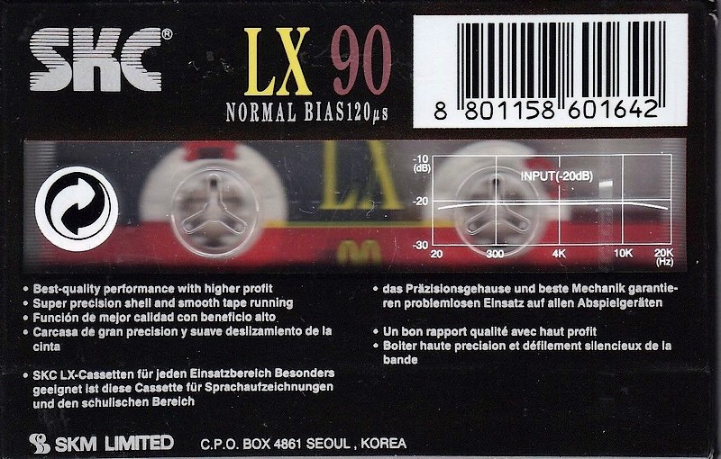 Compact Cassette SKC LX 90 Type I Normal 1995 Europe