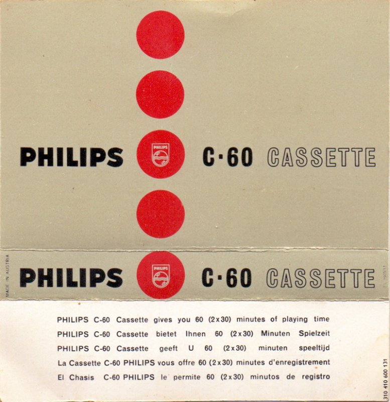 Compact Cassette Philips 60 Type I Normal 1966 Europe