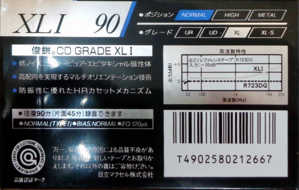 Compact Cassette Maxell XLI 90 Type I Normal 1990 Japan