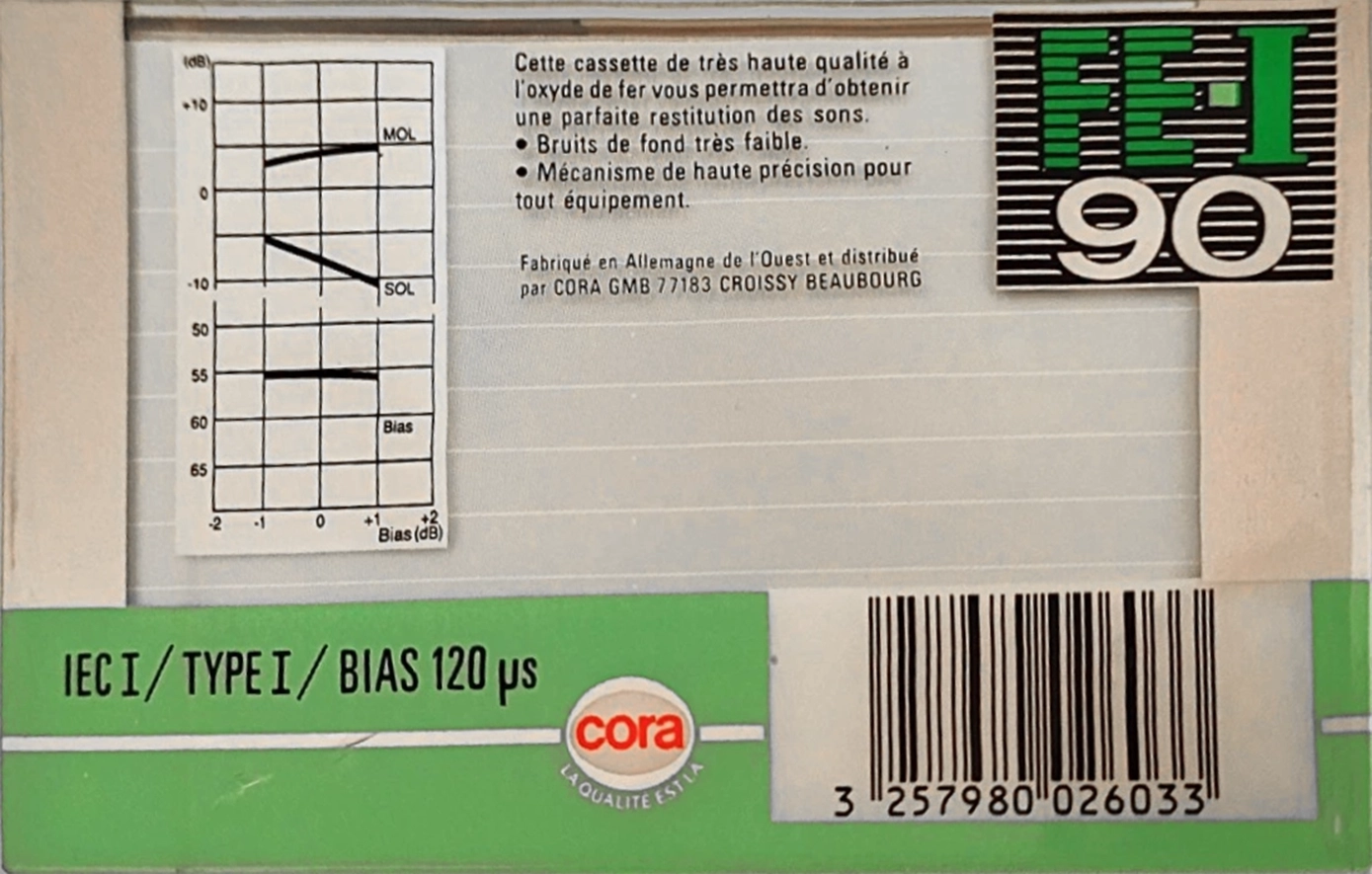 Compact Cassette Cora Fe-I 90 Type I Normal 1992 Europe