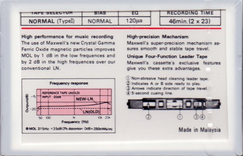 Compact Cassette Maxwell LN 46 Type I Normal Worldwide
