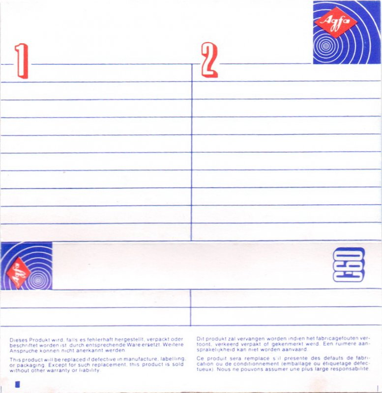 Compact Cassette AGFA 60 Type I Normal 1972 Europe