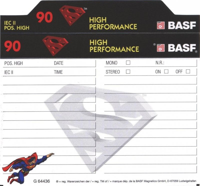 Compact Cassette BASF High Performance II 90 "Superman" Type II Chrome 1995 Europe