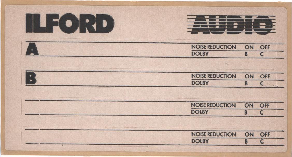 Compact Cassette Ilford 90 "Hi-Fi Ferric" Type I Normal 1982 Europe