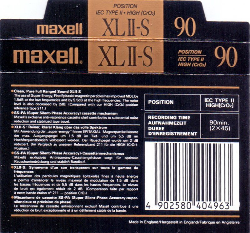 Compact Cassette: Maxell / Hitachi Maxell - XLII-S 90