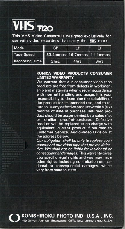 VHS, Video Home System: Unknown Konica -  120