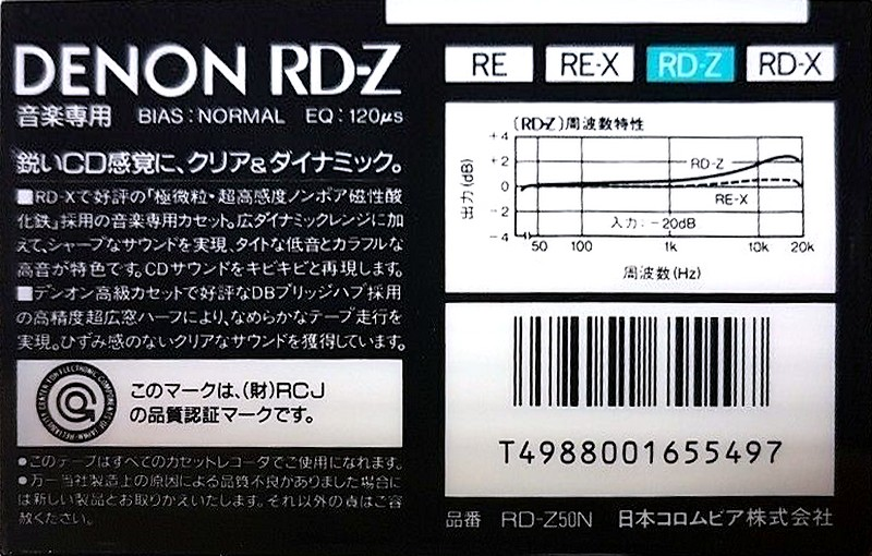 Compact Cassette Denon RD-Z 50 "RD-Z50N" Type I Normal 1988 Japan