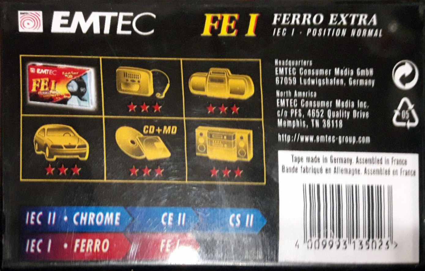 Compact Cassette Emtec FE I Ferro Extra 100 Type I Normal 2002 Europe