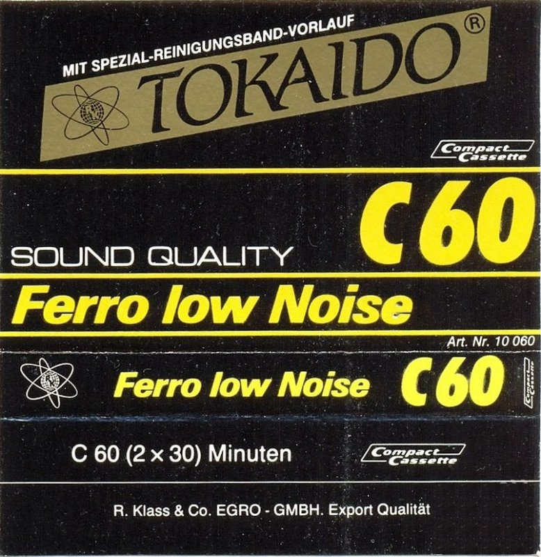 Compact Cassette Tokaido Ferro Low Noise 60 "Sound Quality" Type I Normal 1985 Europe