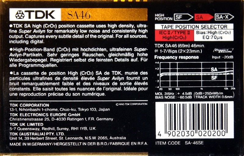 Compact Cassette: TDK  - SA 46