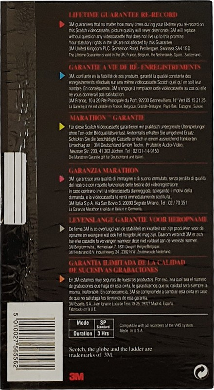 VHS, Video Home System Scotch Extra Grade Plus 180 Type I Normal Europe