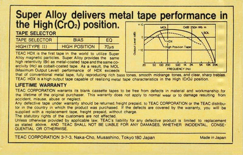 Compact Cassette: Taiyo Yuden Teac - HDX 60