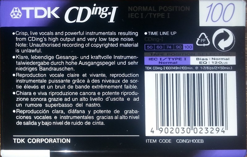 Compact Cassette: TDK  - CDing-I 100