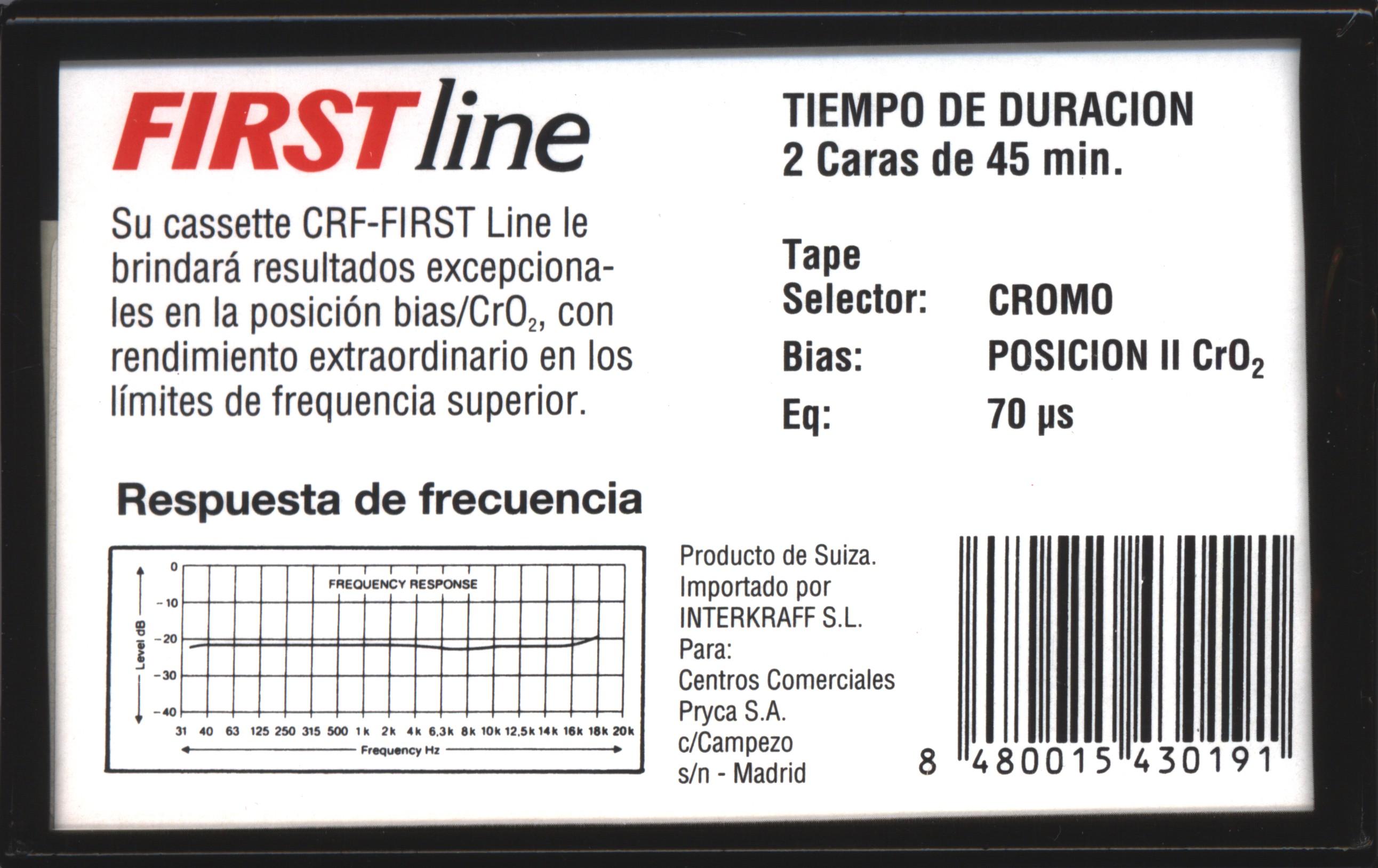 Compact Cassette First Line 90 "CRF CX-II" Type II Chrome 1993 Spain