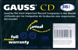Compact Cassette Gauss CD 36 Type I Normal 1997 Latin America