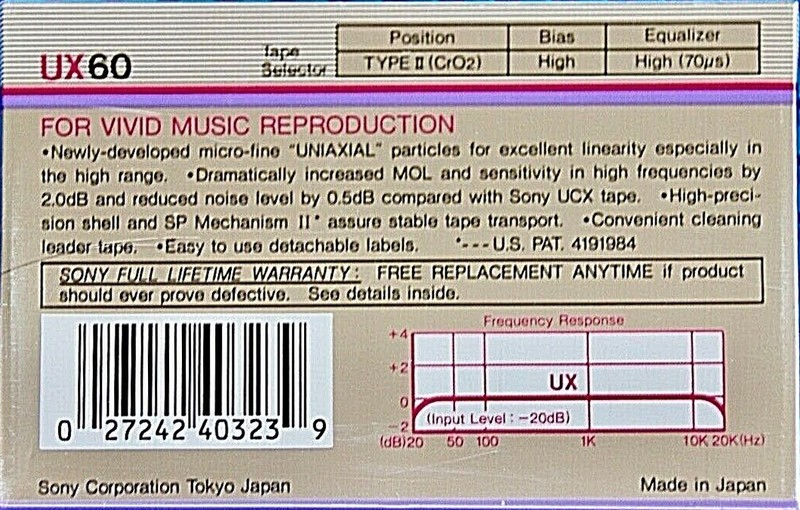 Compact Cassette: Sony  - UX 60