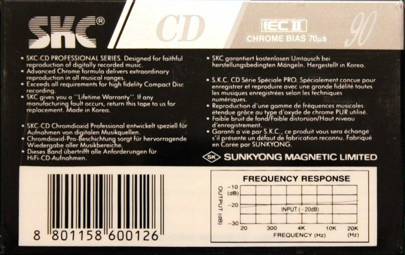 Compact Cassette SKC CD 90 Type II Chrome 1992 Europe