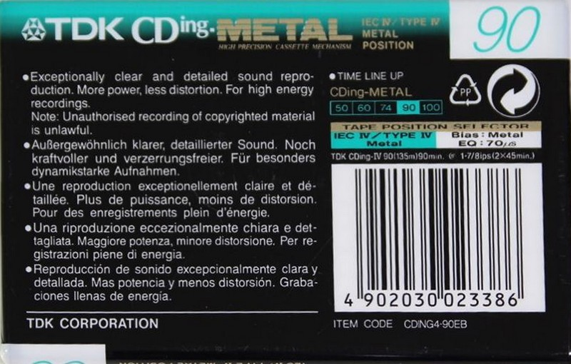 Compact Cassette: TDK  - CDing-Metal 90