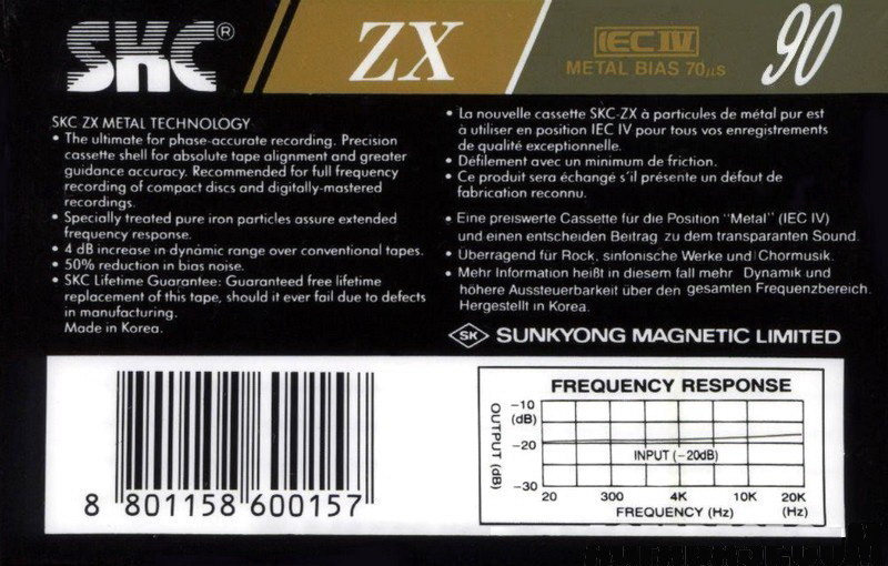 Compact Cassette SKC ZX 90 Type IV Metal 1992 Europe
