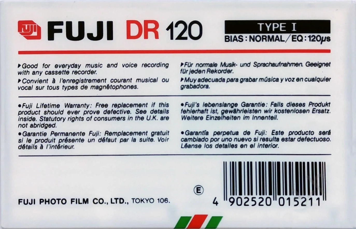 Compact Cassette Fuji DR 120 Type I Normal 1986 Europe