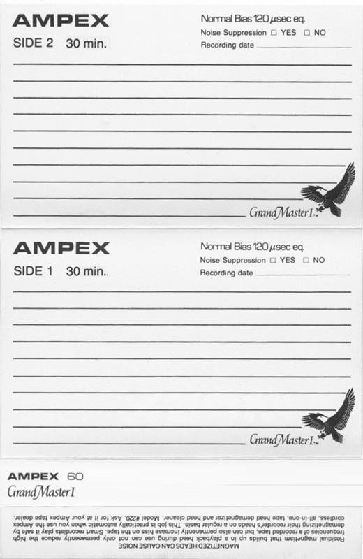 Compact Cassette Ampex Grand Master 60 Type I Normal 1980 USA