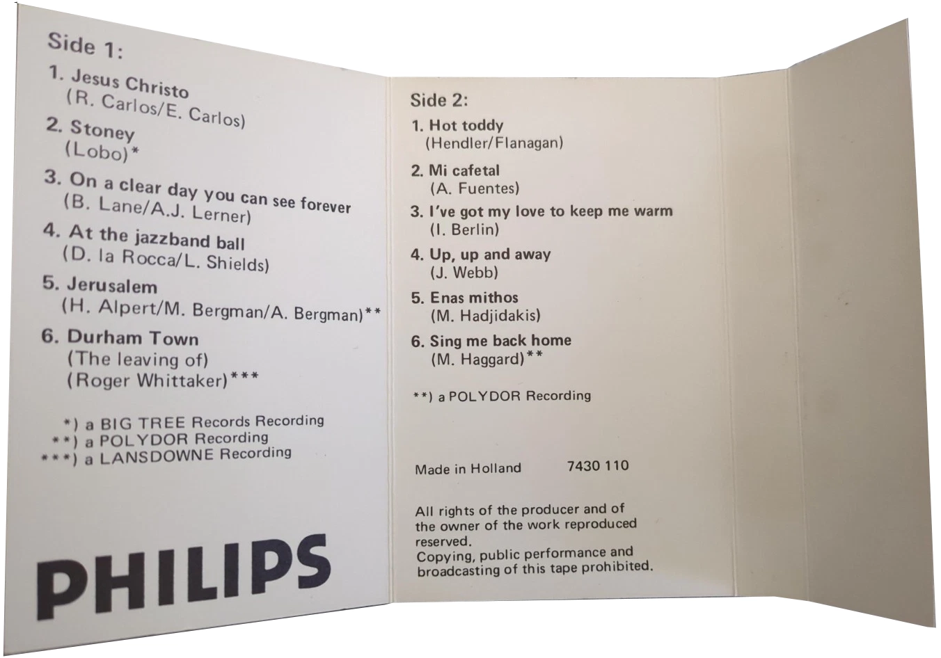 Compact Cassette Philips Chromium "7430 110" Demonstration Tape 1976 Europe