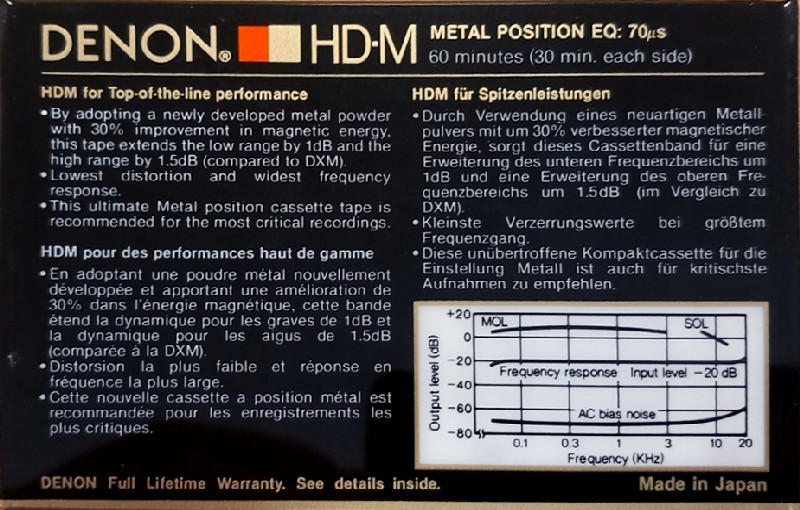 Compact Cassette: Unknown Denon - HD-M 60