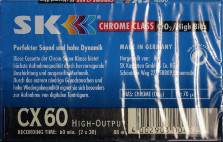 Compact Cassette SK CX II 60 Type II Chrome 1997 Europe